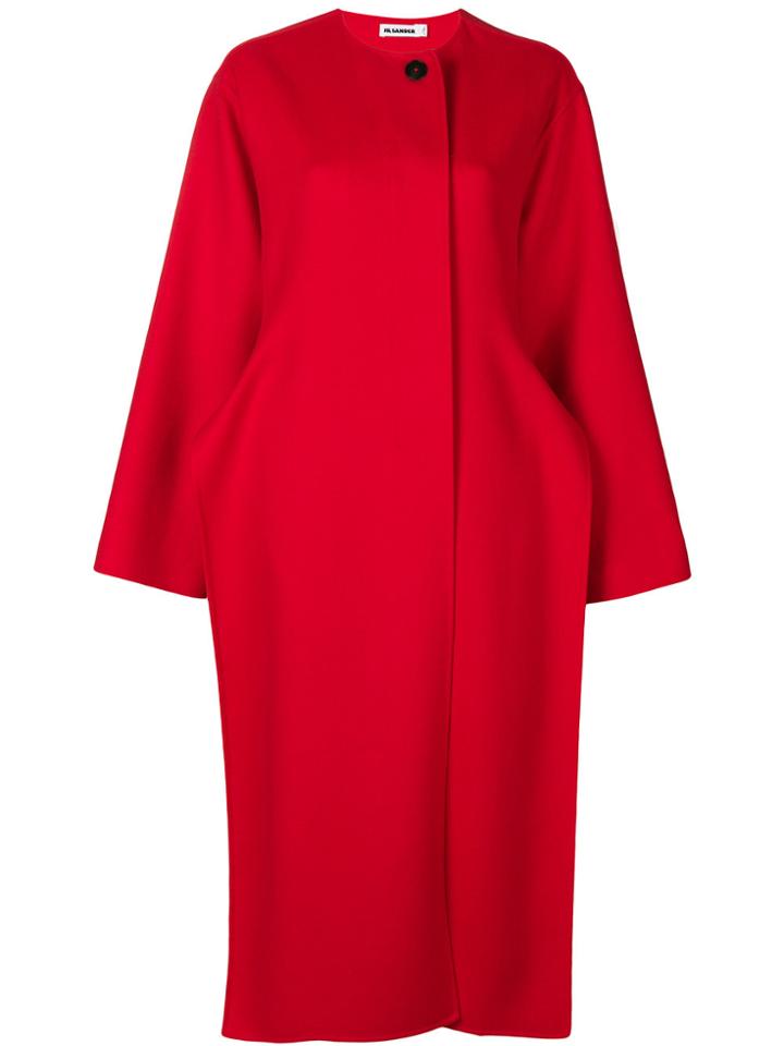 Jil Sander Oversized Single Breasted Coat - Red