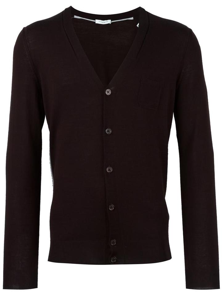 Paolo Pecora V-neck Cardigan, Men's, Size: Small, Brown, Wool