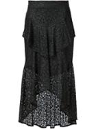 Rebecca Vallance 'sistine' Front Frill Mid Skirt, Women's, Size: 10, Black, Polyester