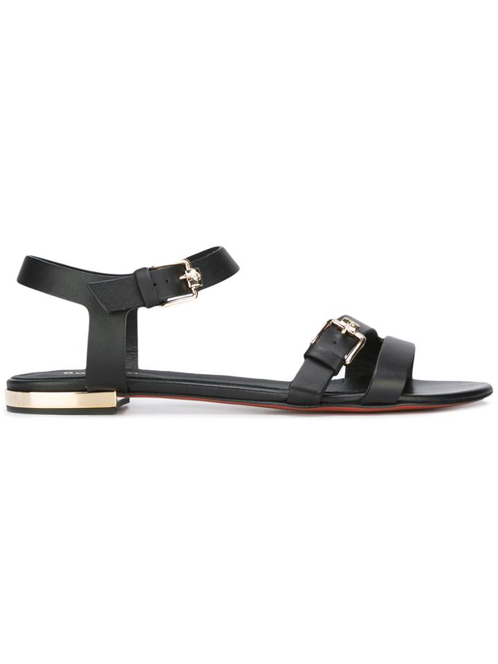 Baldinini Metallic Detail Flat Sandals - Black