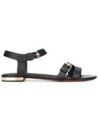 Baldinini Metallic Detail Flat Sandals - Black