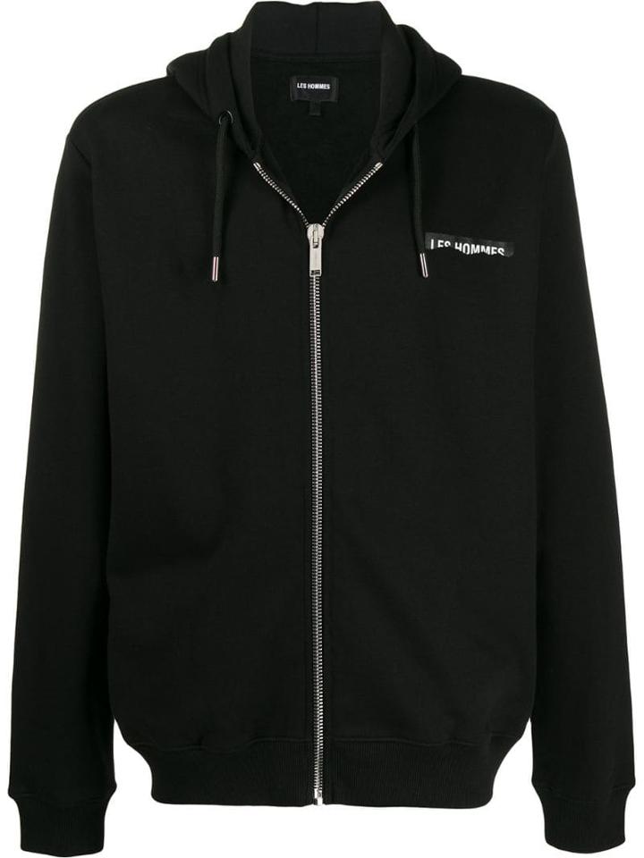 Les Hommes Contrast Logo Cardigan - Black
