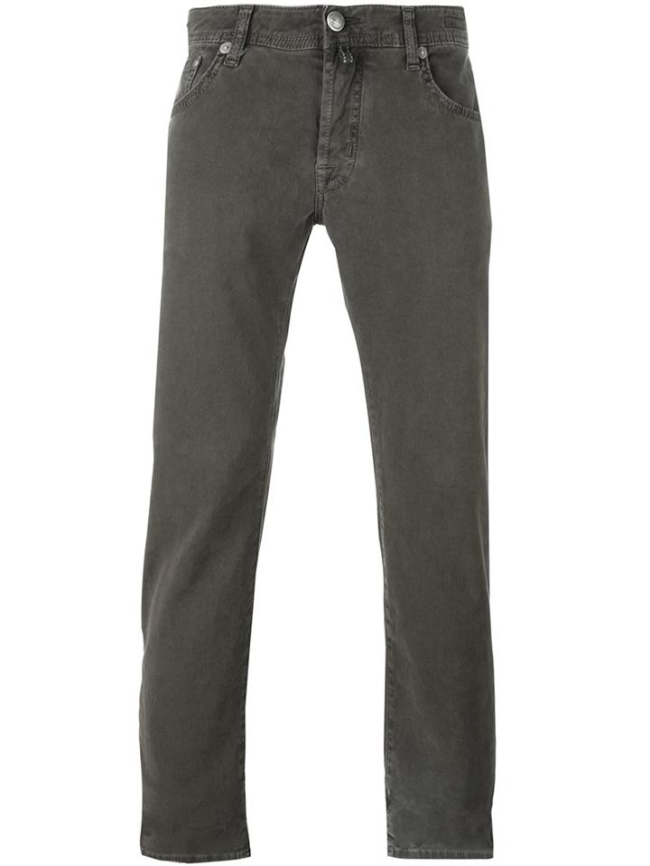 Jacob Cohen Straight Classic Trousers, Men's, Size: 36, Brown, Cotton/spandex/elastane