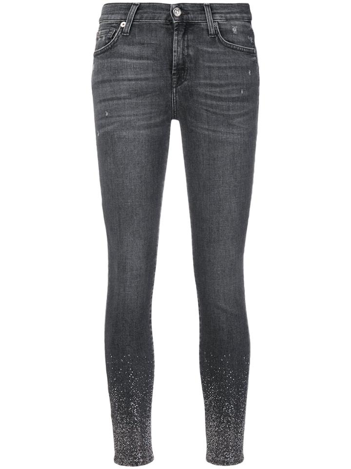7 For All Mankind Sparkle Embellished Skinny Jeans - Grey