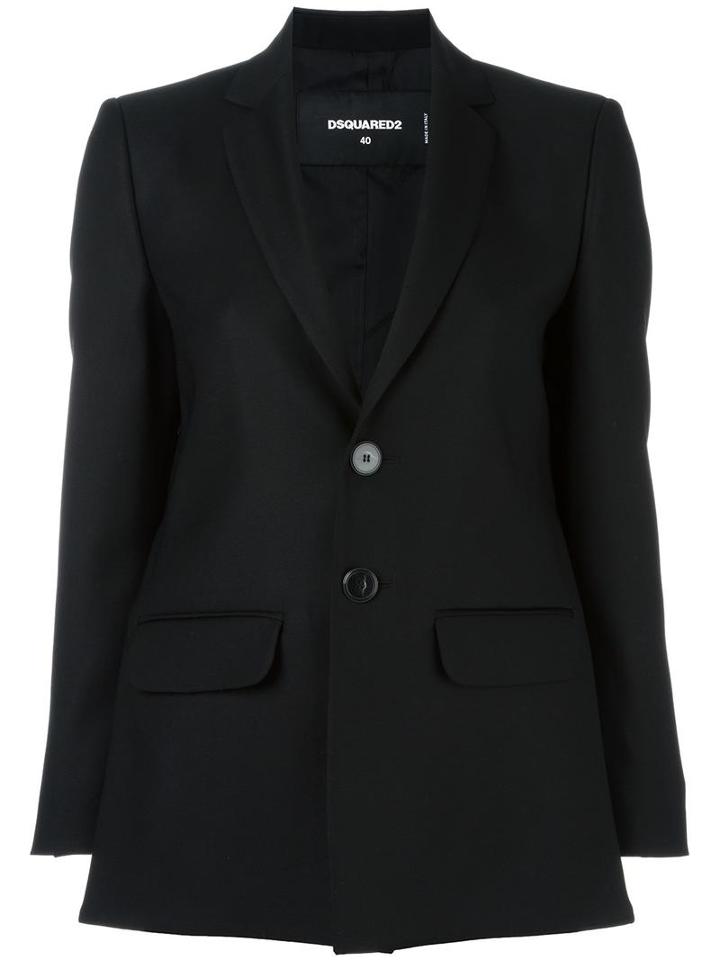 Dsquared2 Two Button Blazer, Women's, Size: 42, Black, Silk/polyester/virgin Wool
