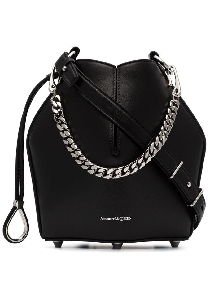 Alexander Mcqueen Shaped Crossbody Bag With Chain - Black