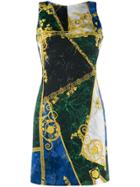 Versace Collection Baroque Marble Print Dress - Black