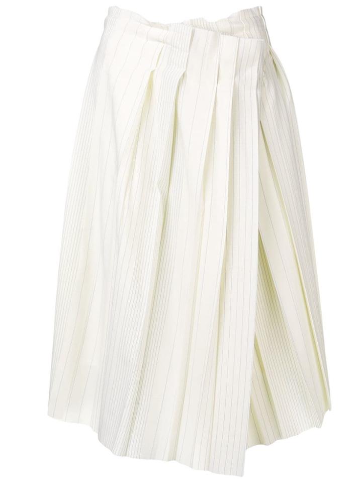 Maison Flaneur Pleated White Skirt - Yellow
