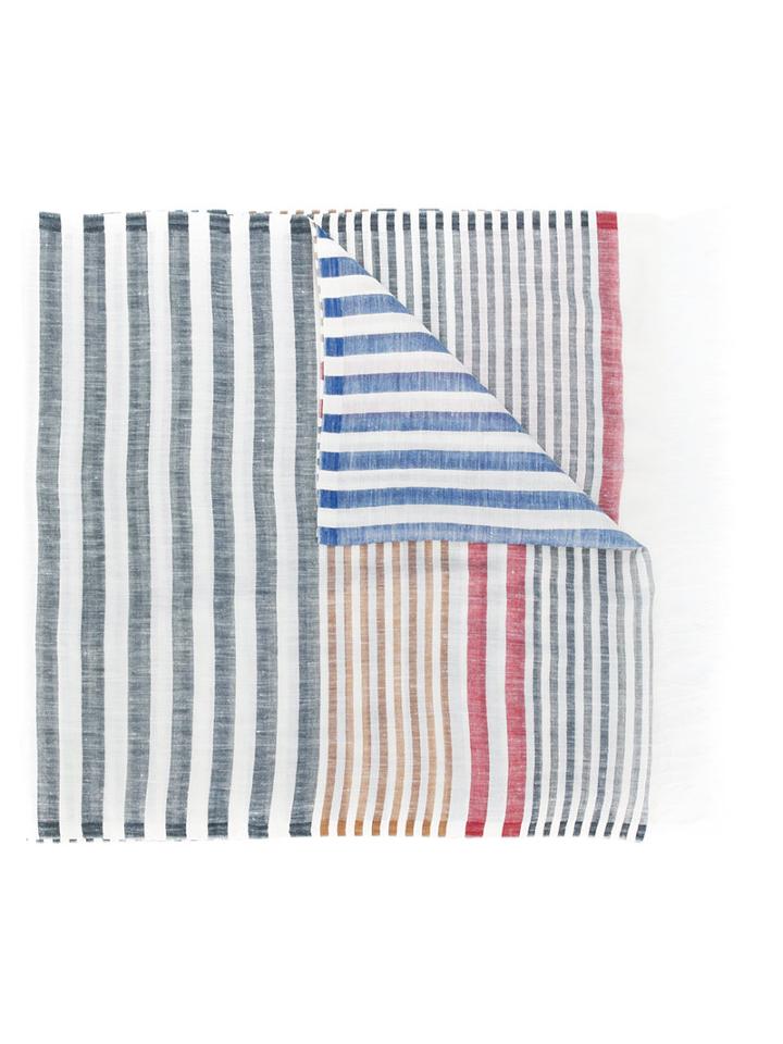 Salvatore Ferragamo Striped Scarf, Women's, White, Silk/linen/flax