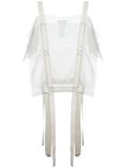 Maison Margiela Contrast Panel Sheer Draped Top, Women's, Size: Medium, White, Silk
