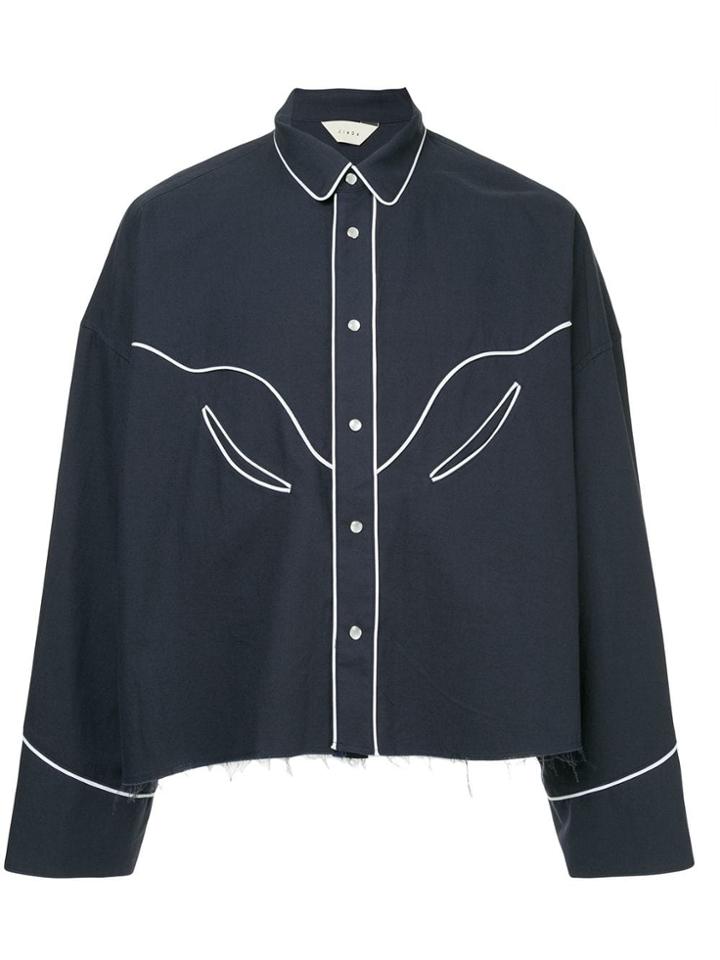 Monkey Time Western Cropped Shirt - Blue