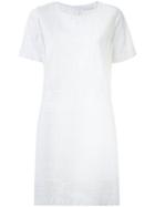 Megan Park Broidery Patch Shift Dress, Women's, Size: 16, White, Cotton