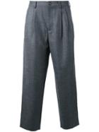 En Route Pleated Detailing Cropped Trousers, Men's, Size: 3, Grey, Wool