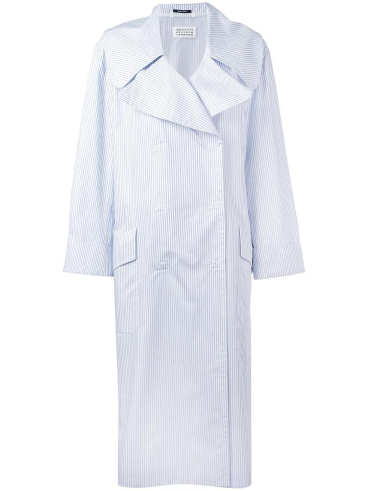 Maison Margiela Striped Oversize Coat - Blue