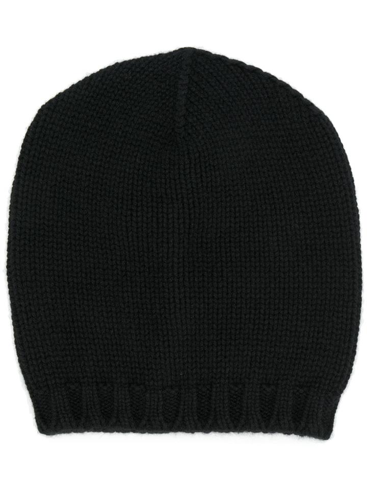 Lamberto Losani Ribbed Beanie - Black
