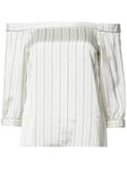 Tibi Off-the-shoulder Blouse, Women's, Size: 8, White, Silk/viscose