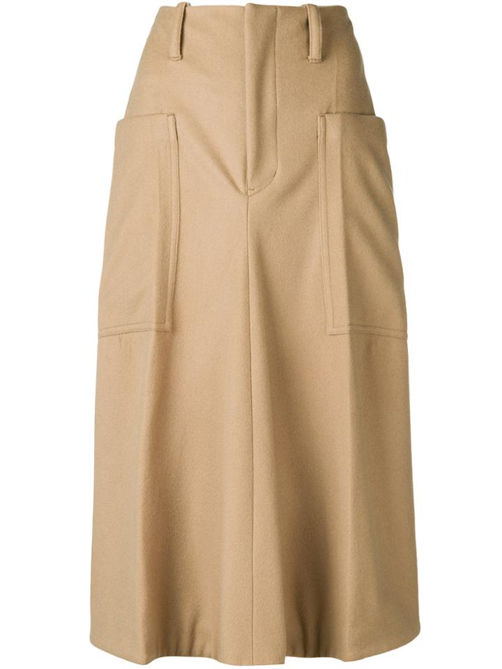 Y's Flared Midi Skirt - Brown