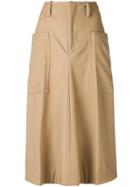 Y's Flared Midi Skirt - Brown