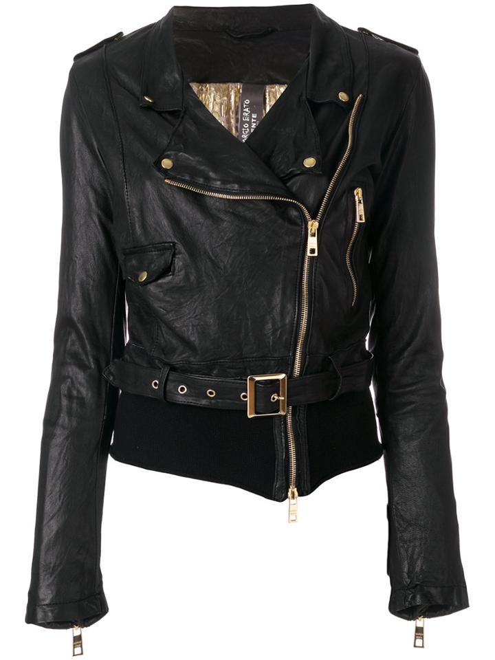 Giorgio Brato Creased Biker Jacket - Black