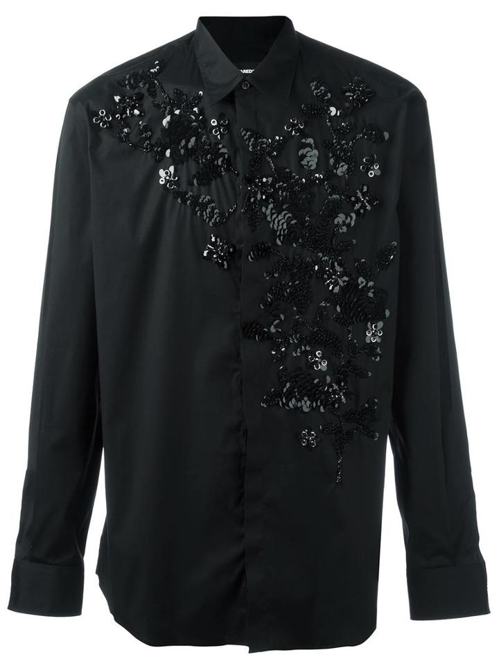 Dsquared2 'punk Diamond' Shirt, Men's, Size: 48, Black, Cotton/plastic/spandex/elastane/glass