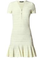 Alexander Mcqueen Pleated Hem Knitted Dress, Women's, Size: Medium, Yellow/orange, Cotton/polyester/viscose