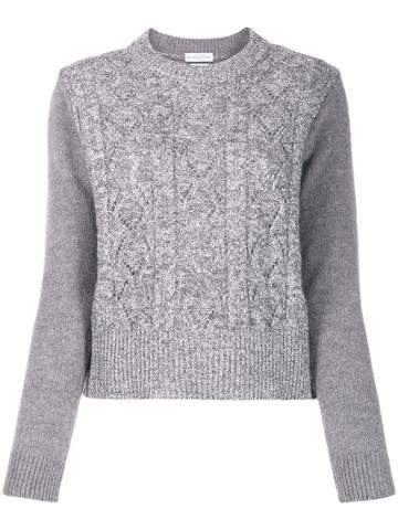 Ballantyne Metallic-trim Chunky Knit Sweater - Grey