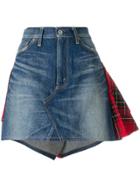 Junya Watanabe Comme Des Garçons Denim Skirt With Tartan Pleated Back