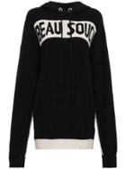 Beau Souci Logo Intarsia Knitted Silk Cashmere-blend Hoodie - Black