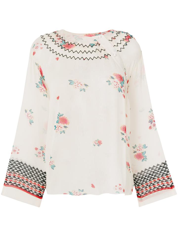 Philosophy Di Lorenzo Serafini Zigzag Embroidered Neck Raglan Blouse -