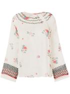 Philosophy Di Lorenzo Serafini Zigzag Embroidered Neck Raglan Blouse -