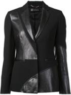 Versace Mixed Material Blazer, Women's, Size: 42, Black, Acetate/viscose/calf Leather