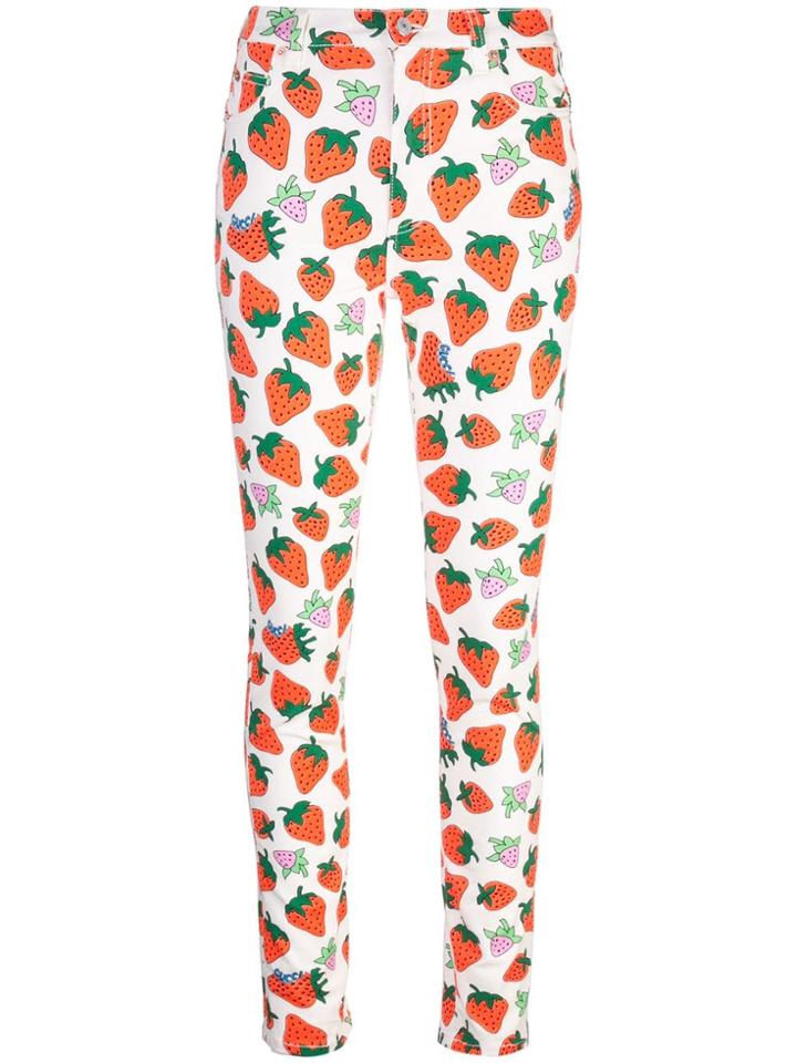 Gucci Skinny Pant With Gucci Strawberry Print - Orange