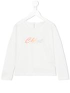 Chloé Kids Logo Longsleeved T-shirt, Girl's, Size: 10 Yrs, White