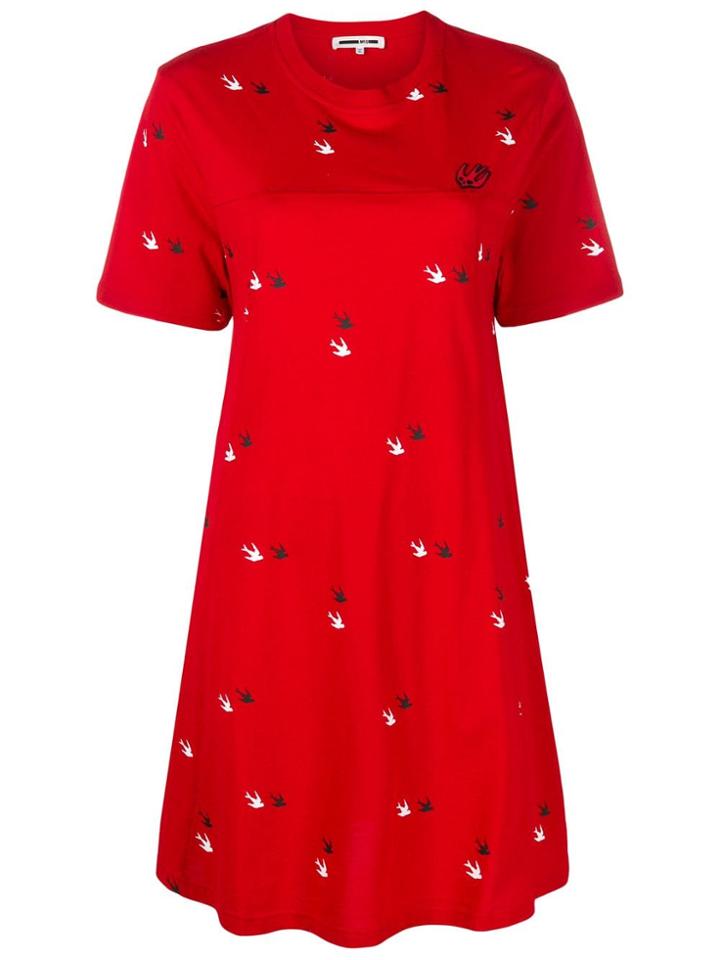 Mcq Alexander Mcqueen Swallow Twins T-shirt Dress - Red