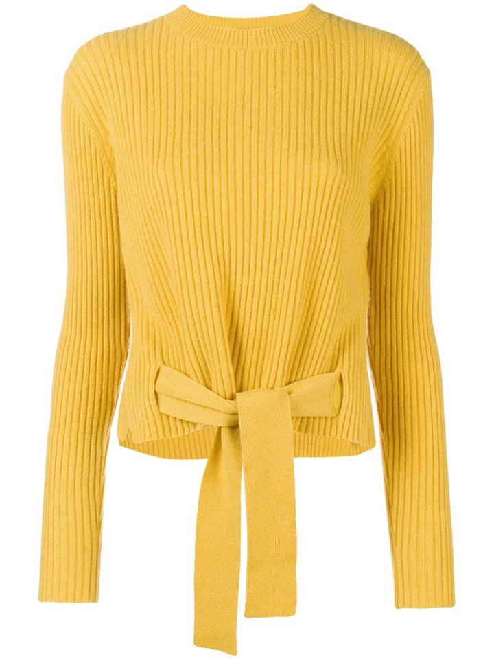 Cashmere In Love Cashmere Tie Waist Jumper - Yellow & Orange