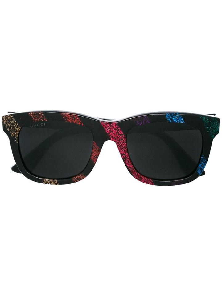 Gucci Square Frame Glitter Sunglasses - Black