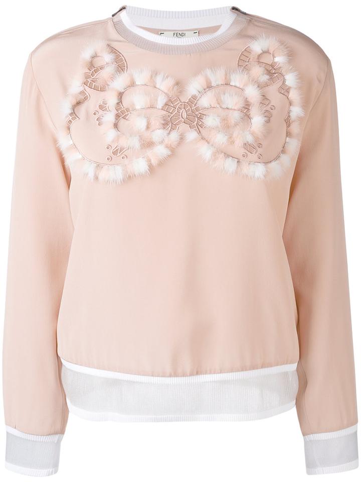 Fendi - Embellished Top - Women - Silk/polyamide/polyester/viscose - 42, Nude/neutrals, Silk/polyamide/polyester/viscose