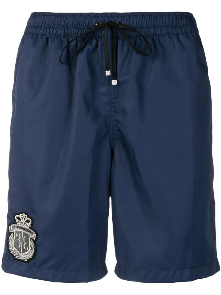 Billionaire Knee-length Swim Shorts With Patch Embellishment - Blue