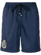 Billionaire Knee-length Swim Shorts With Patch Embellishment - Blue