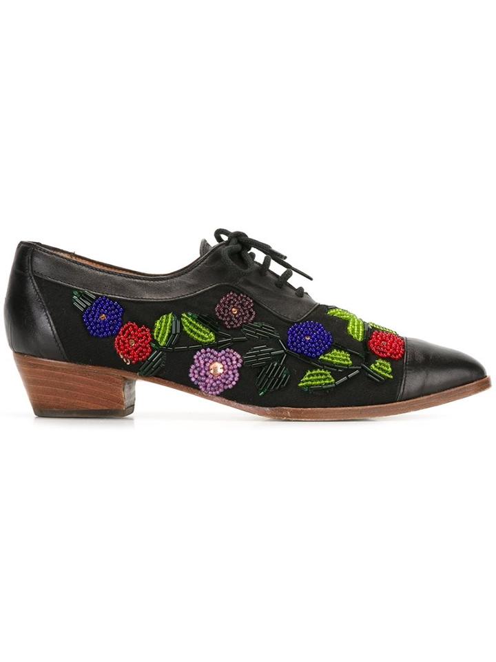 Kenzo Vintage Beaded Flower Oxford Shoes