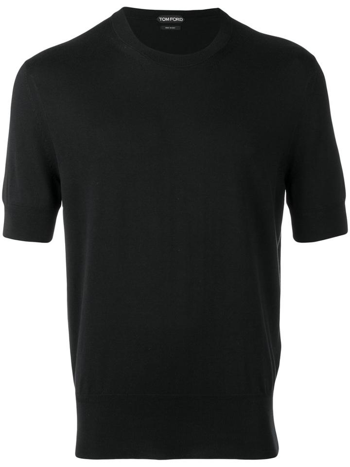 Tom Ford Knitted Short Sleeve T-shirt, Men's, Size: 50, Black, Cotton