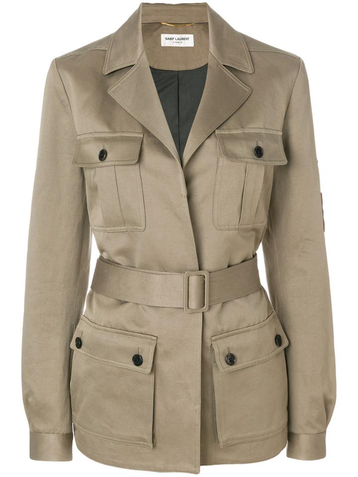 Saint Laurent Belted Safari Jacket - Green