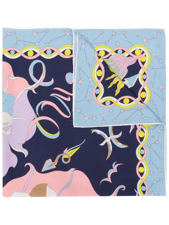 Emilio Pucci Mirabilis Print Silk-twill Square Scarf - Blue