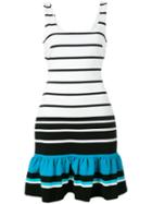 Michael Michael Kors Striped Frill Hem Dress, Women's, Size: 4, White, Polyester/viscose/spandex/elastane
