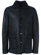 Salvatore Santoro Buttoned Jacket, Men's, Size: 50, Blue, Leather