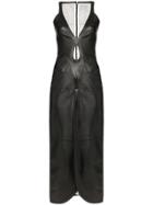 Situationist Cutout Leather Midi Dress - Black