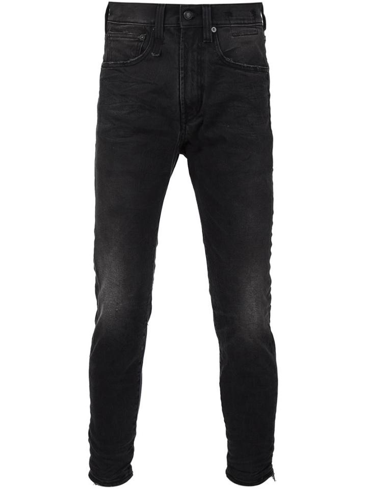 R13 Cropped Slim Jeans, Men's, Size: 36, Black, Cotton/spandex/elastane