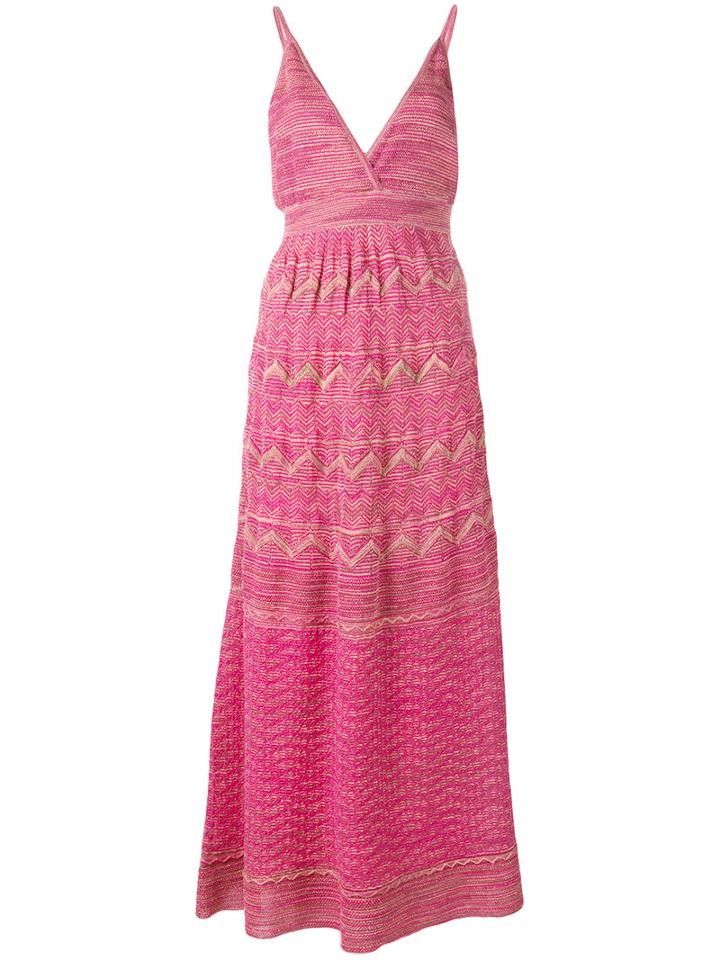 M Missoni Zigzag Detail Midi Dress, Women's, Size: 42, Pink/purple, Polyamide/viscose/metallized Polyester/polyester
