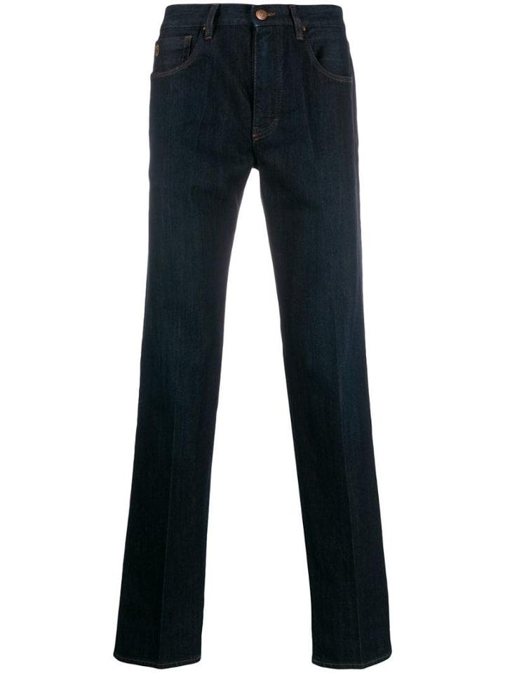 Giorgio Armani Contrast Topstitch Jeans - Blue