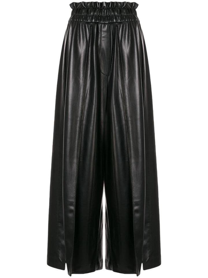 Goen.j Vegan Leather Palazzo Pants - Black